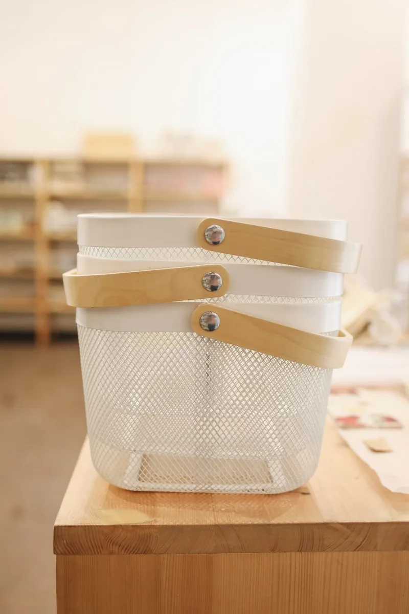 Countertop storage basket in an everyday setting